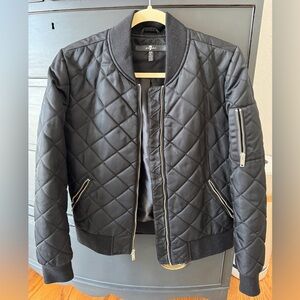 7 For All Mankind Quilted Bomber Jacket in Black